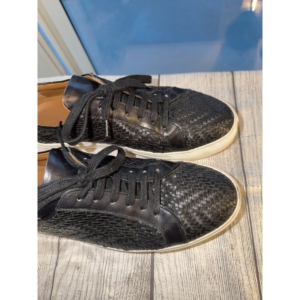 TAFT Sneaker Black Woven Leather EU 42 Low Top Men's Casual Lace-up Sneaker - Picture 3 of 11